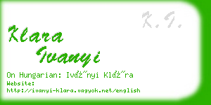 klara ivanyi business card